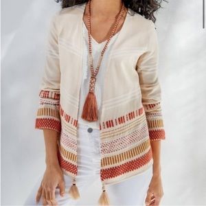 Soft Surroundings Juliet Woven open front cardigan sweater Large
